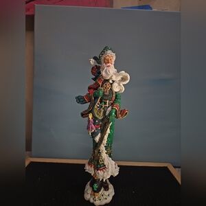 Lenox Shamrock Santa Figurine with Green and Gold Accents